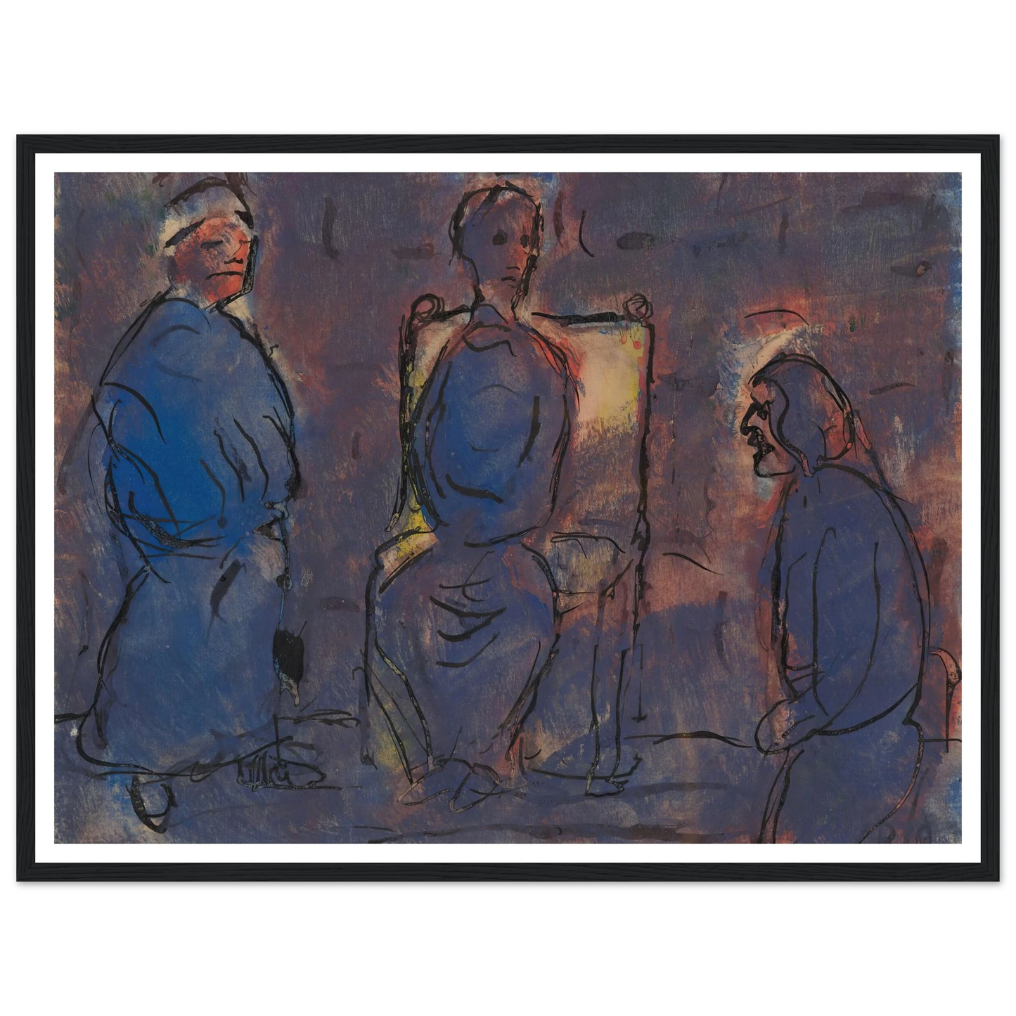 Conversation (1919) Art Print | Christian Rohlfs - Framed Poster - 30x40 cm / 12x16″ - Black frame