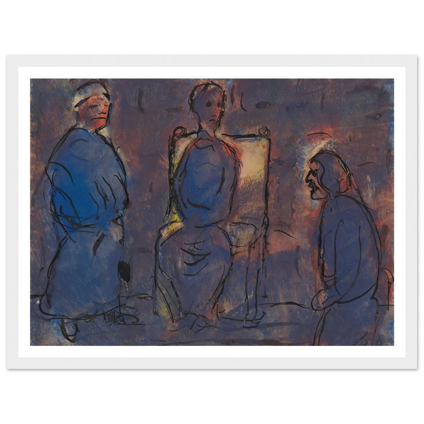 Conversation (1919) Art Print | Christian Rohlfs - Framed Poster - 30x40 cm / 12x16″ - Black frame