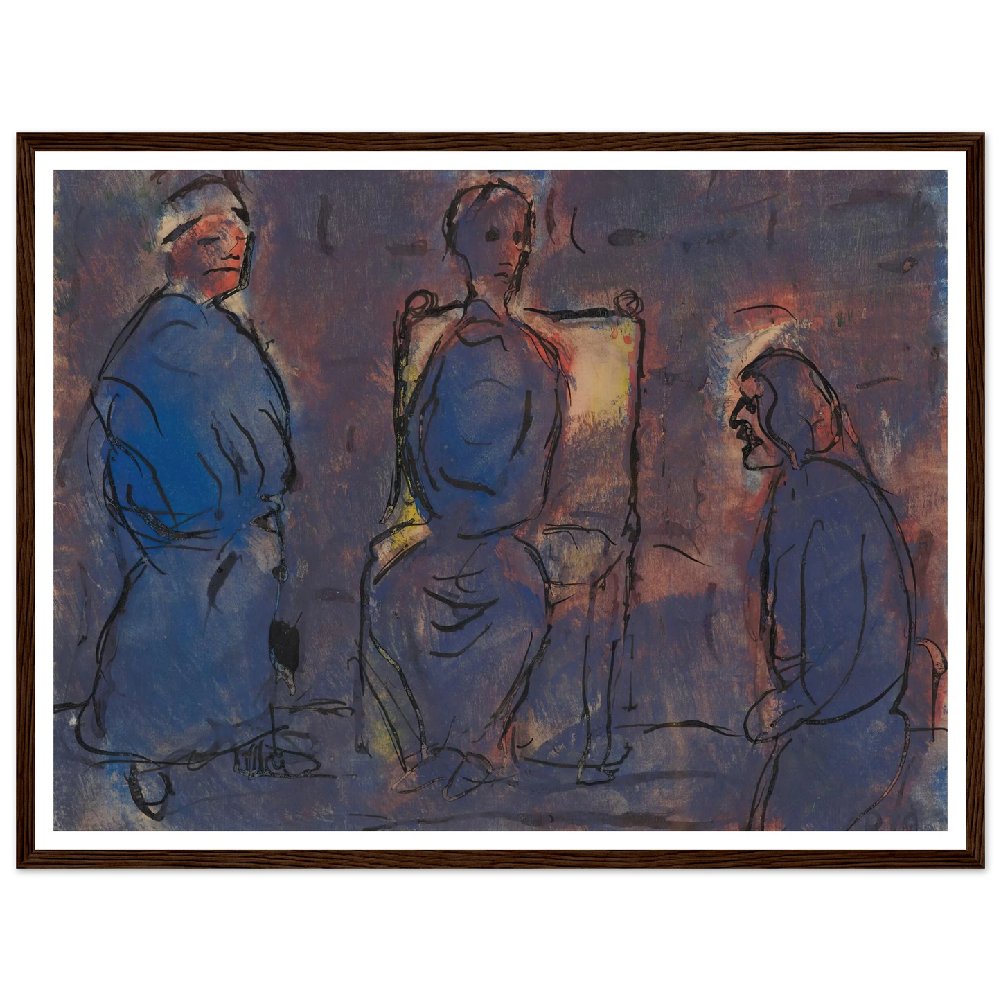 Conversation (1919) Art Print | Christian Rohlfs - Framed Poster - 30x40 cm / 12x16″ - Black frame