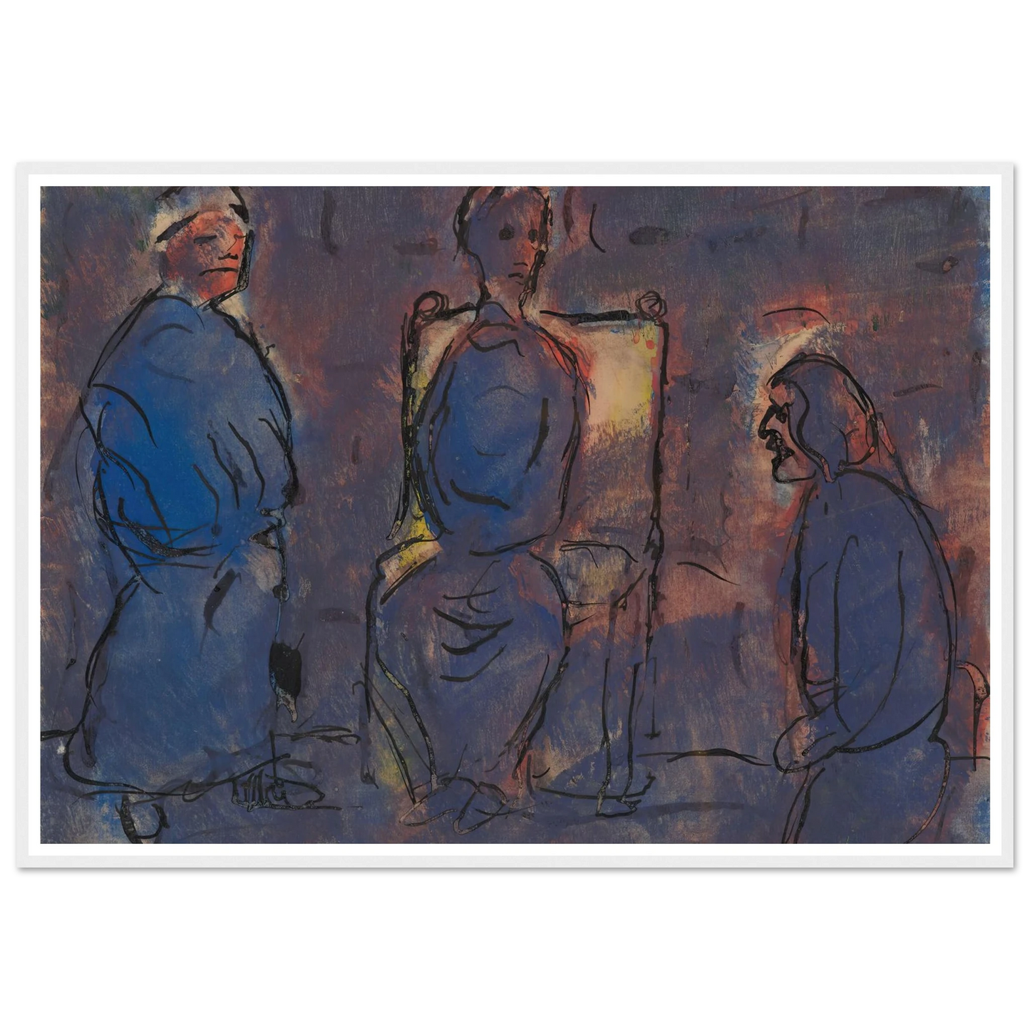 Conversation (1919) Art Print | Christian Rohlfs - Framed Poster - 30x40 cm / 12x16″ - Black frame