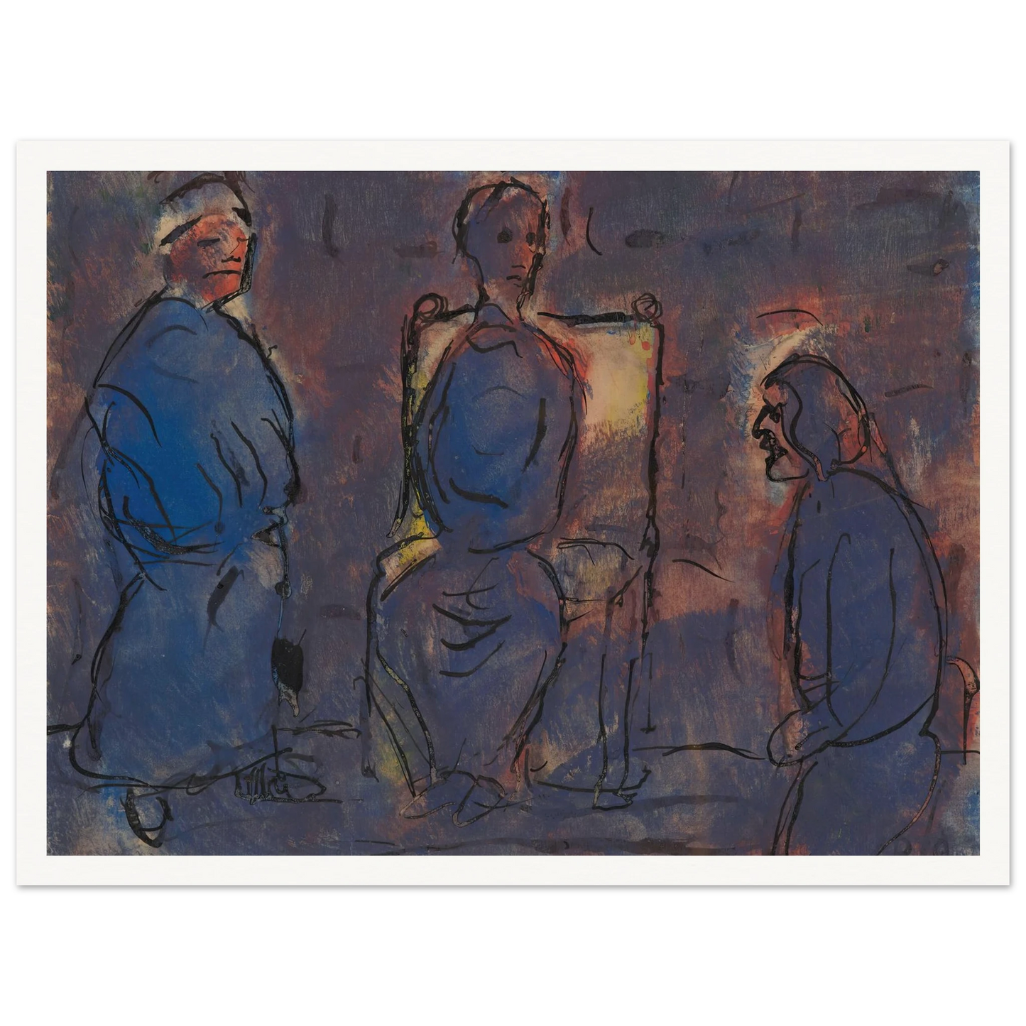 Conversation (1919) Art Print | Christian Rohlfs - Framed Poster - 30x40 cm / 12x16″ - Black frame