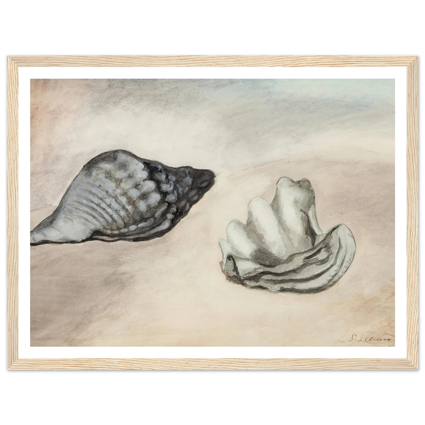 Coquillages (1933) Art Print | Leon Spilliaert - Framed Poster - 30x40 cm / 12x16″ - Black frame