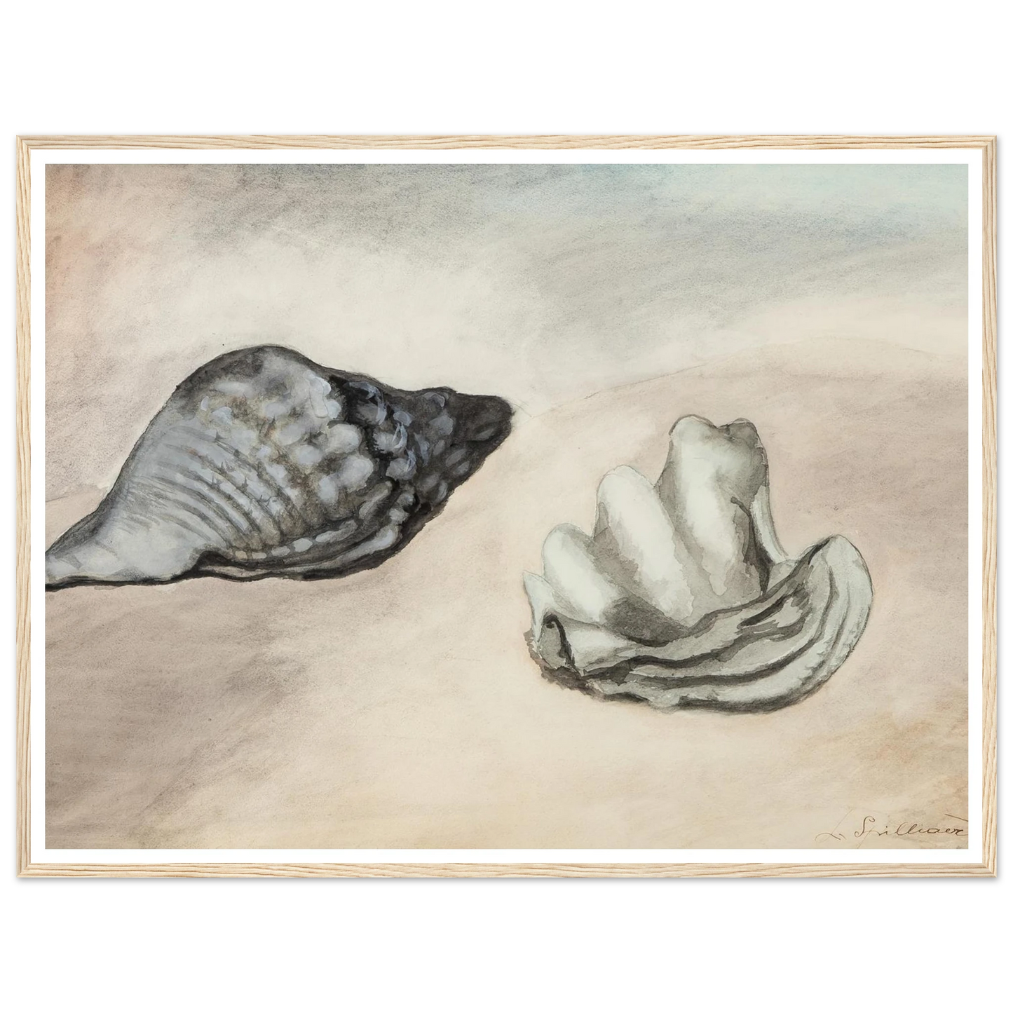 Coquillages (1933) Art Print | Leon Spilliaert - Framed Poster - 30x40 cm / 12x16″ - Black frame