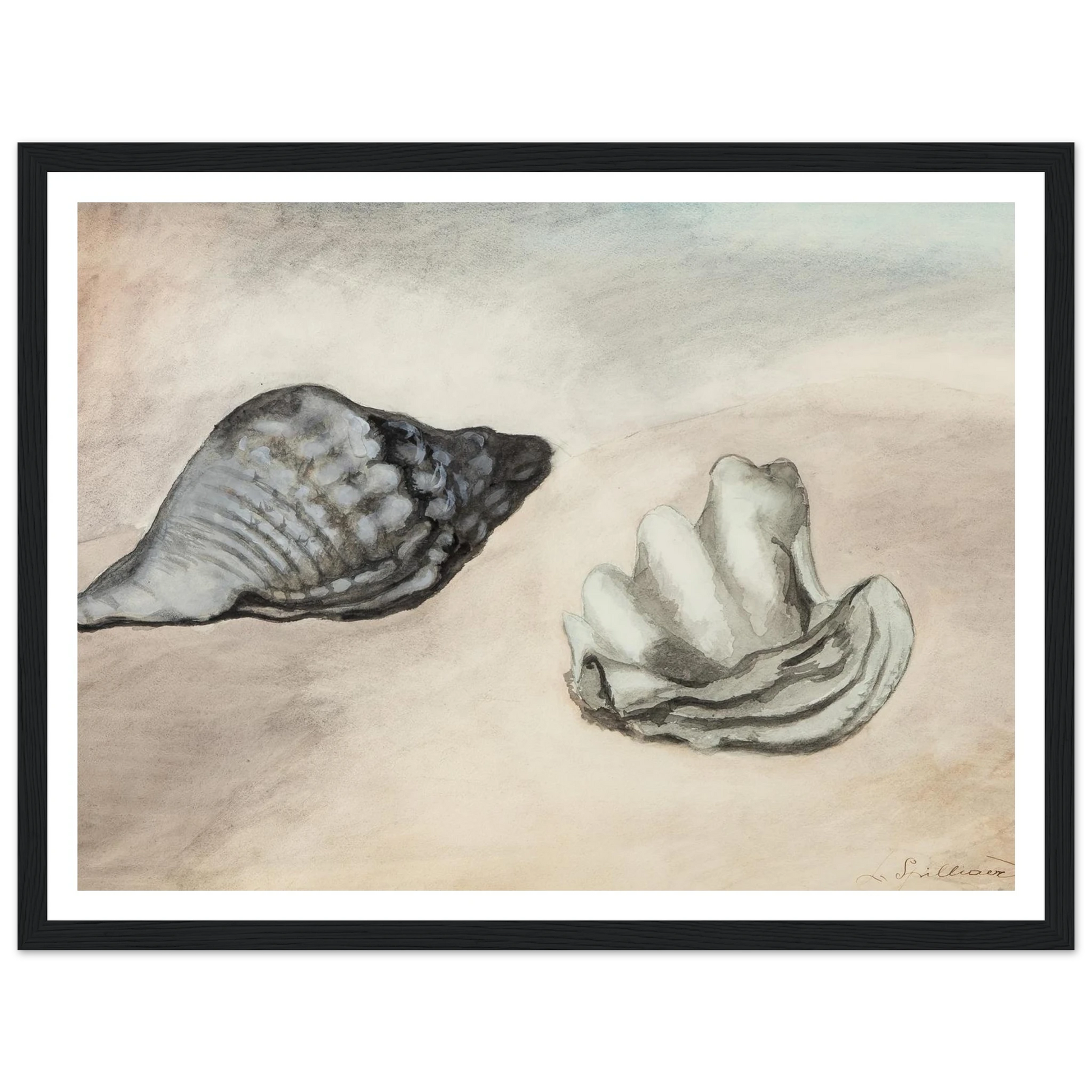 Coquillages (1933) Art Print | Leon Spilliaert - Framed Poster - 30x40 cm / 12x16″ - Black frame