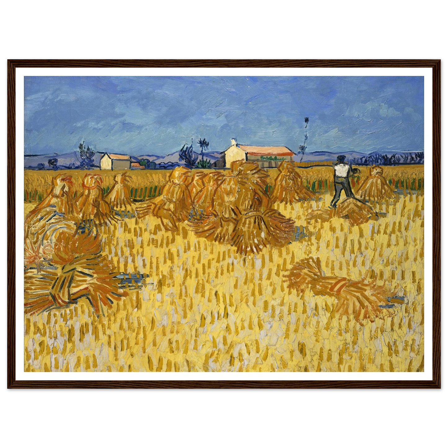 Corn Harvest in Provence Art Print | Vincent van Gogh - Framed Poster - 30x40 cm / 12x16″ - Black frame