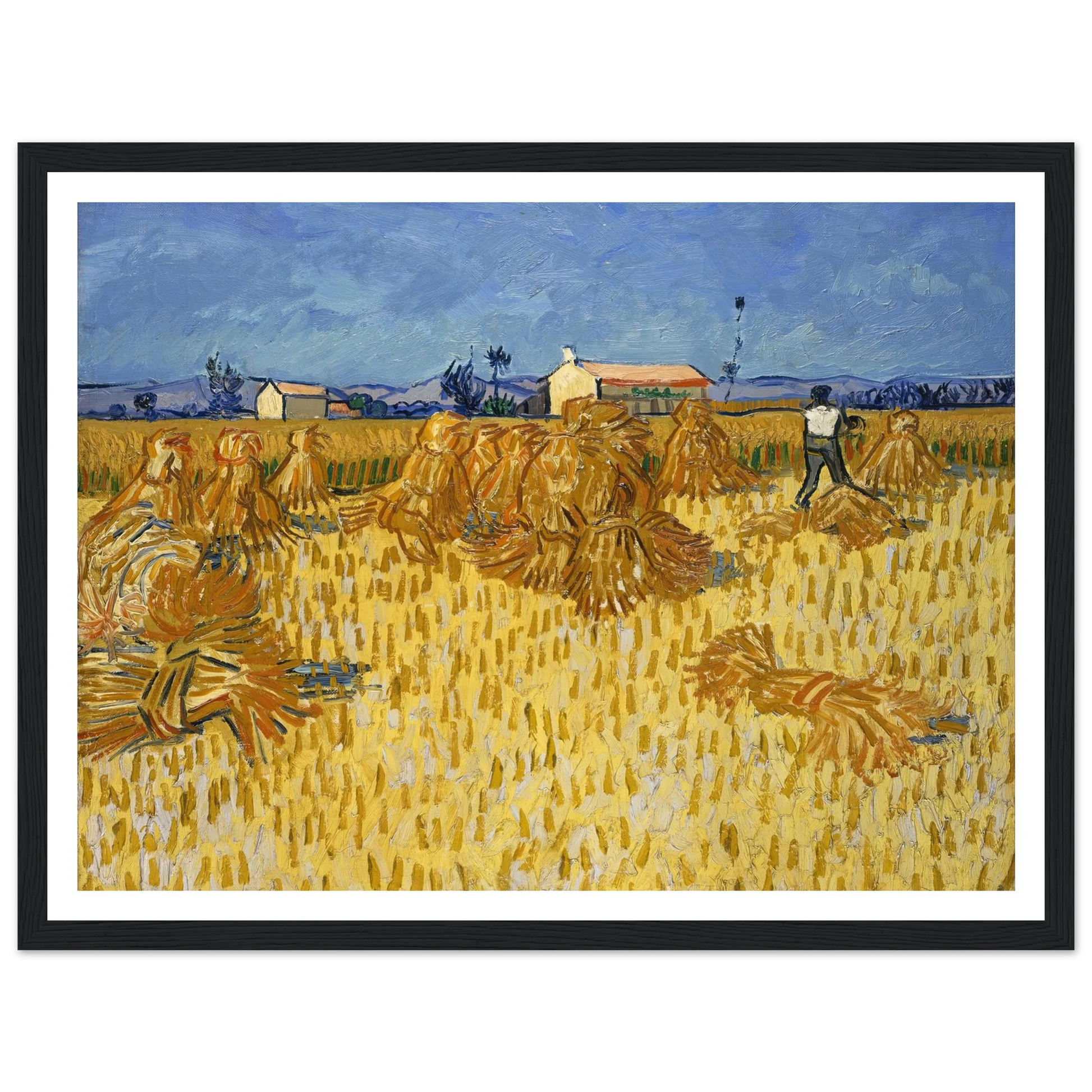 Corn Harvest in Provence Art Print | Vincent van Gogh - Framed Poster - 30x40 cm / 12x16″ - Black frame