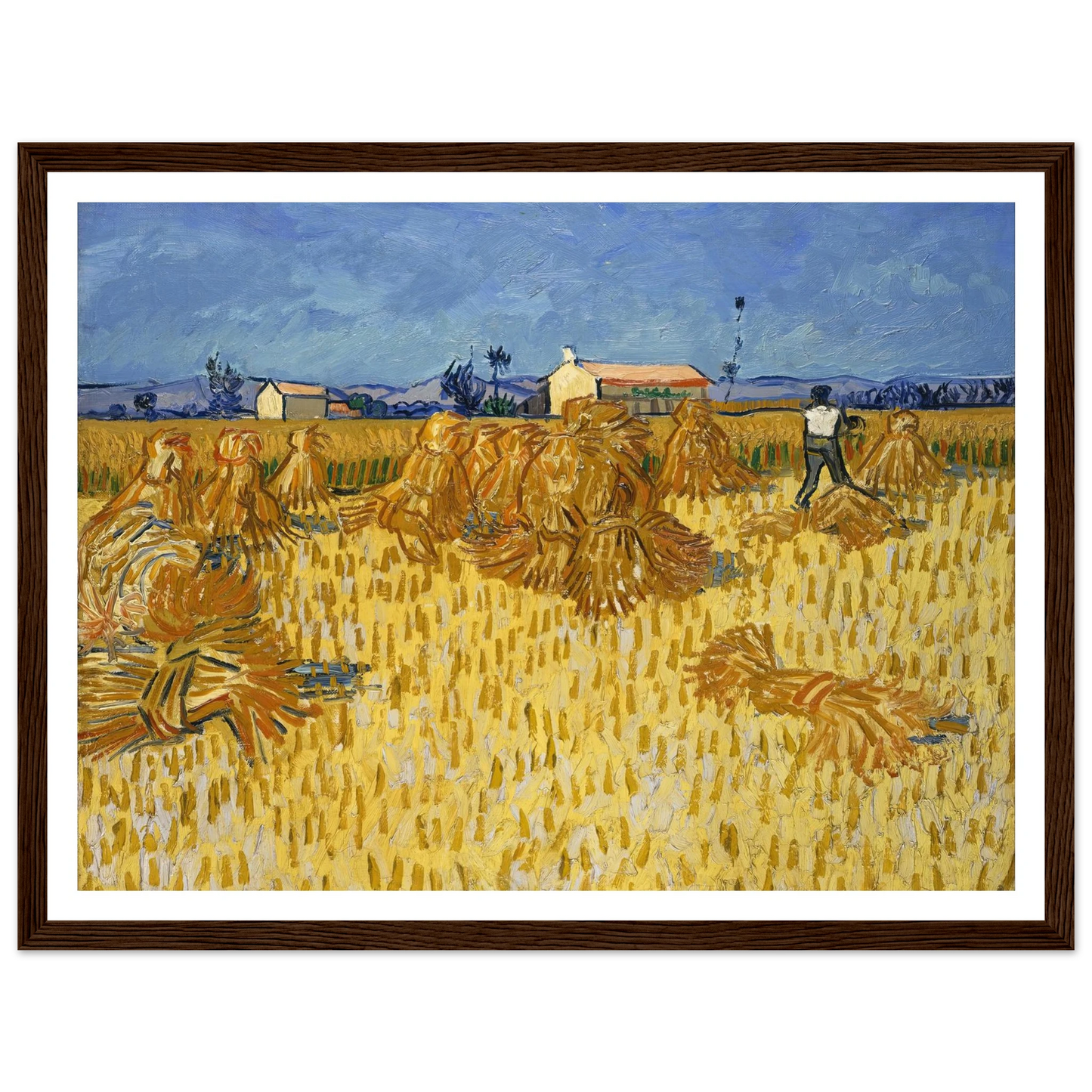 Corn Harvest in Provence Art Print | Vincent van Gogh - Framed Poster - 30x40 cm / 12x16″ - Black frame