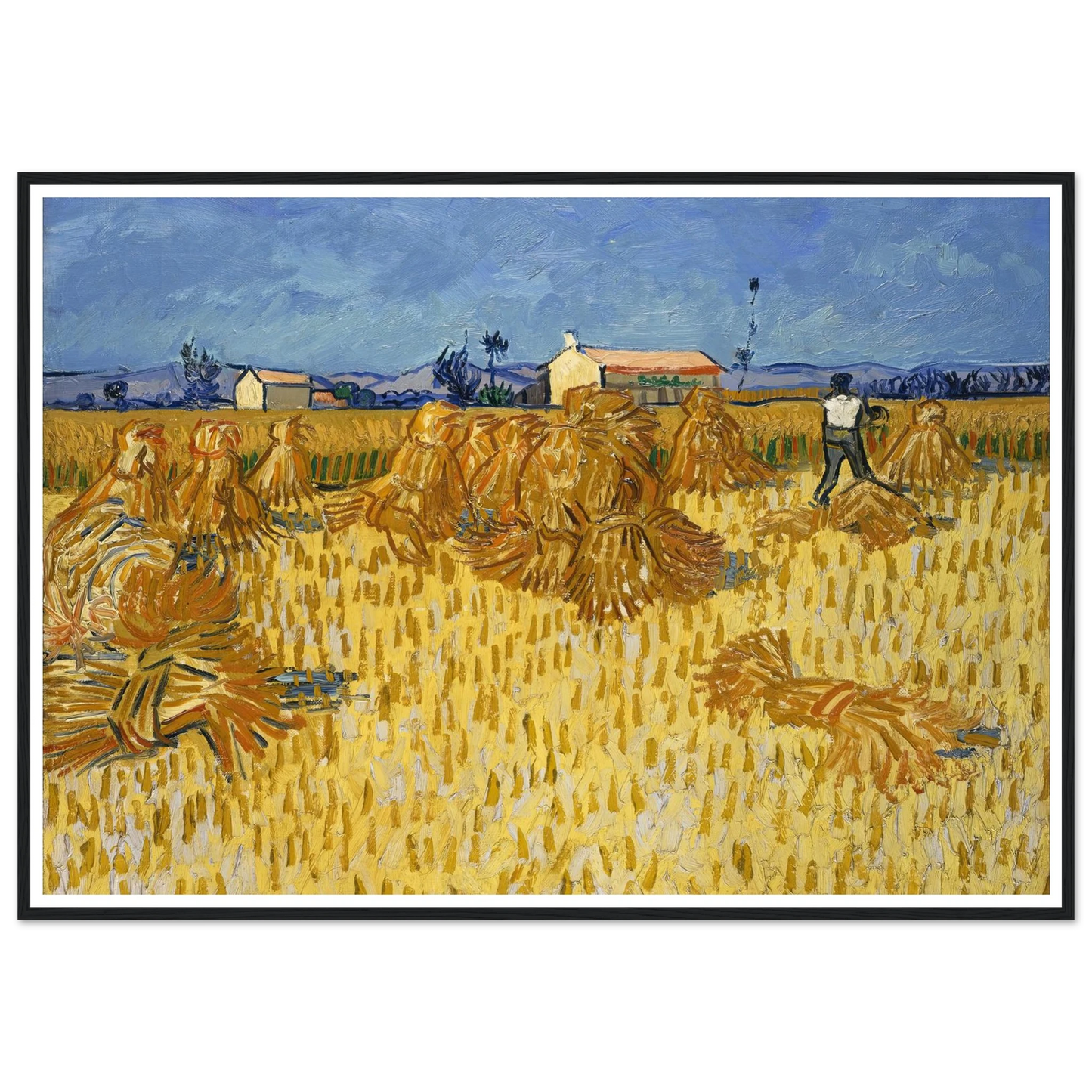 Corn Harvest in Provence Art Print | Vincent van Gogh - Framed Poster - 30x40 cm / 12x16″ - Black frame