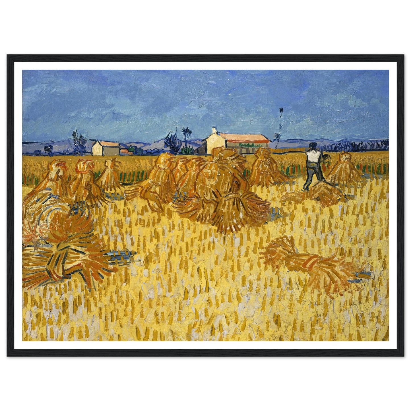 Corn Harvest in Provence Art Print | Vincent van Gogh - Framed Poster - 30x40 cm / 12x16″ - Black frame