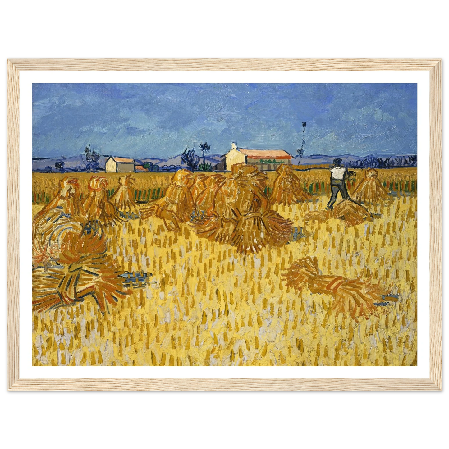 Corn Harvest in Provence Art Print | Vincent van Gogh - Framed Poster - 30x40 cm / 12x16″ - Black frame