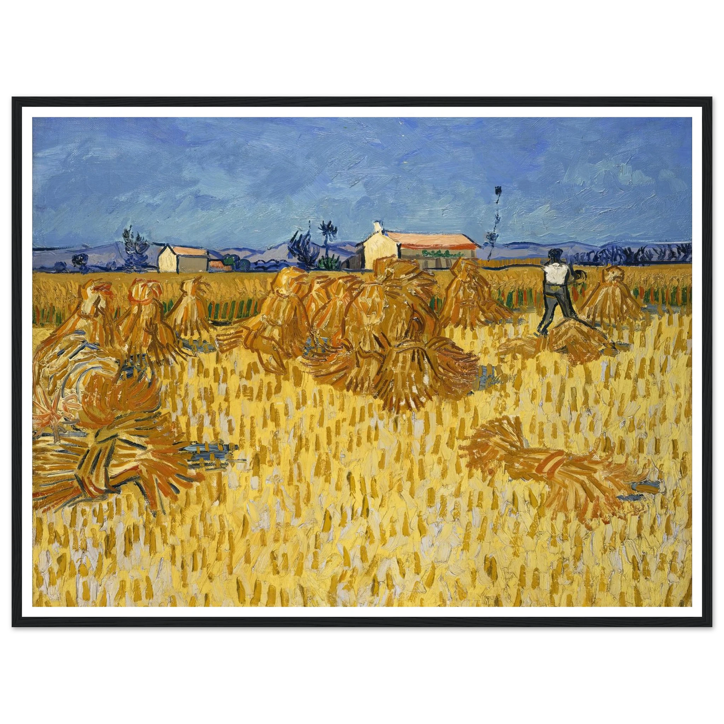 Corn Harvest in Provence Art Print | Vincent van Gogh - Framed Poster - 30x40 cm / 12x16″ - Black frame
