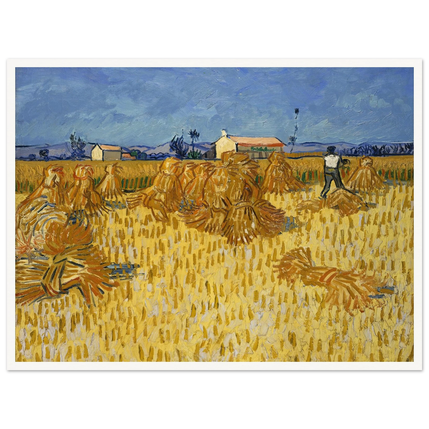 Corn Harvest in Provence Art Print | Vincent van Gogh - Framed Poster - 30x40 cm / 12x16″ - Black frame