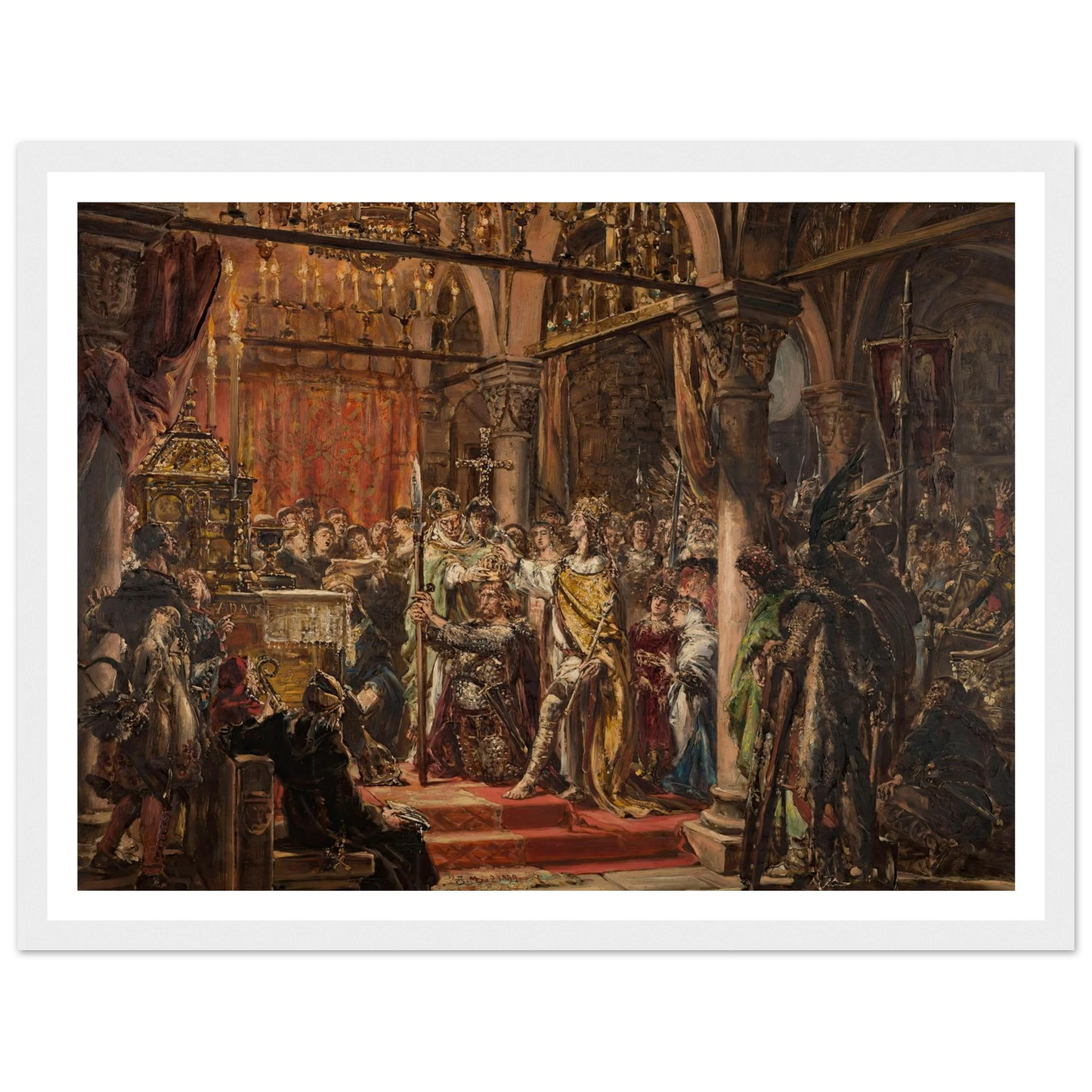 Coronation of the First King, 1001 AD, from the series “History of Civilization in Poland” (1889) Art Print | Jan Matejko - Framed Poster - 30x40 cm / 12x16″ - Black frame