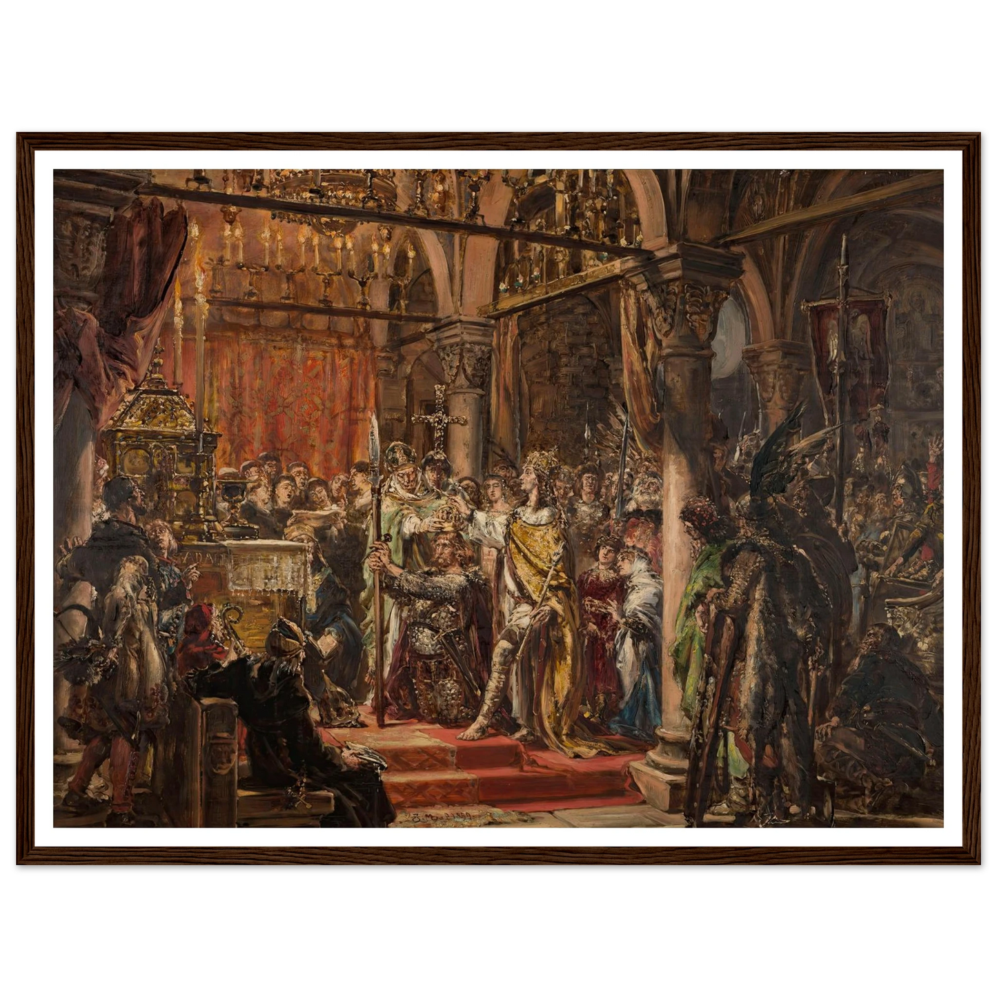 Coronation of the First King, 1001 AD, from the series “History of Civilization in Poland” (1889) Art Print | Jan Matejko - Framed Poster - 30x40 cm / 12x16″ - Black frame