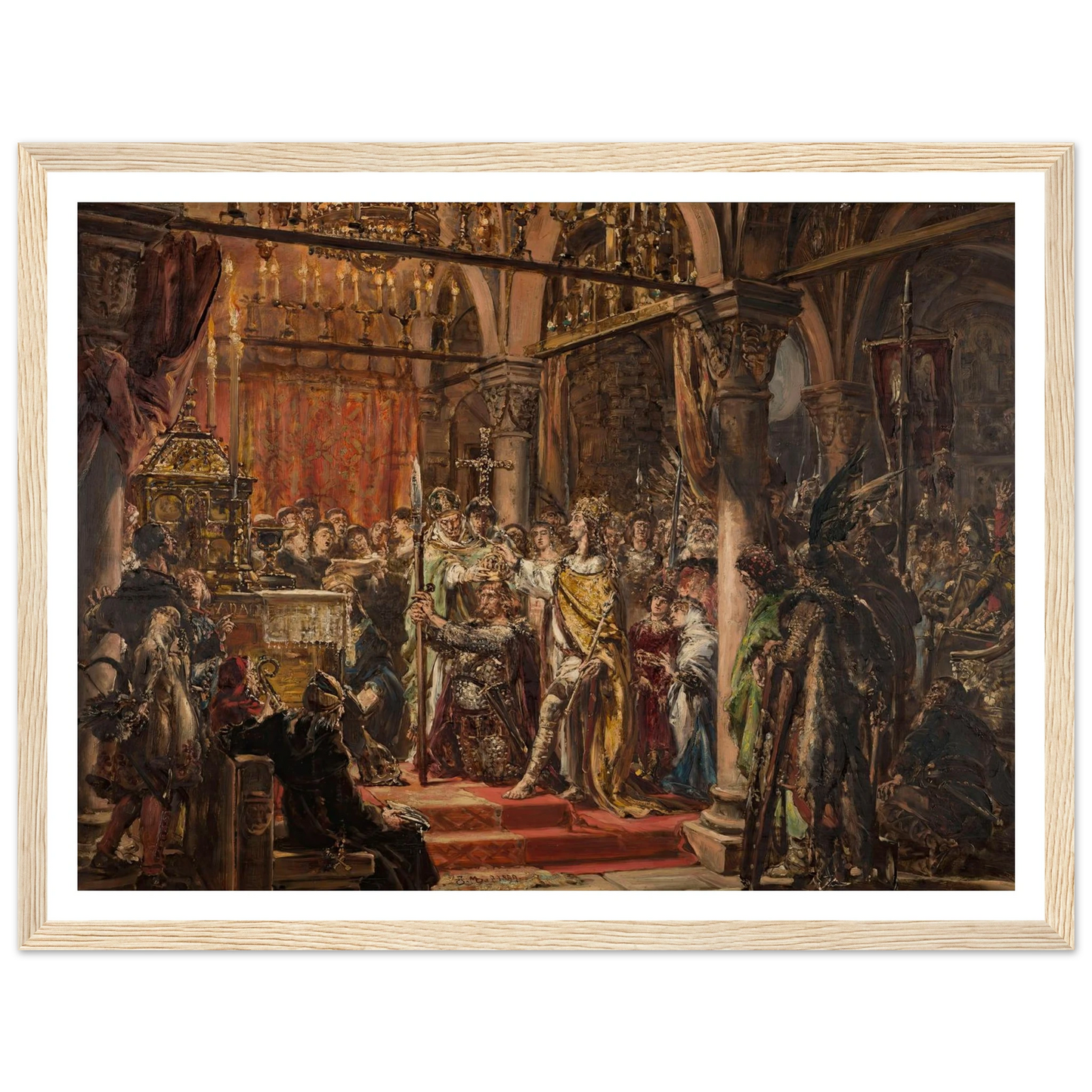 Coronation of the First King, 1001 AD, from the series “History of Civilization in Poland” (1889) Art Print | Jan Matejko - Framed Poster - 30x40 cm / 12x16″ - Black frame