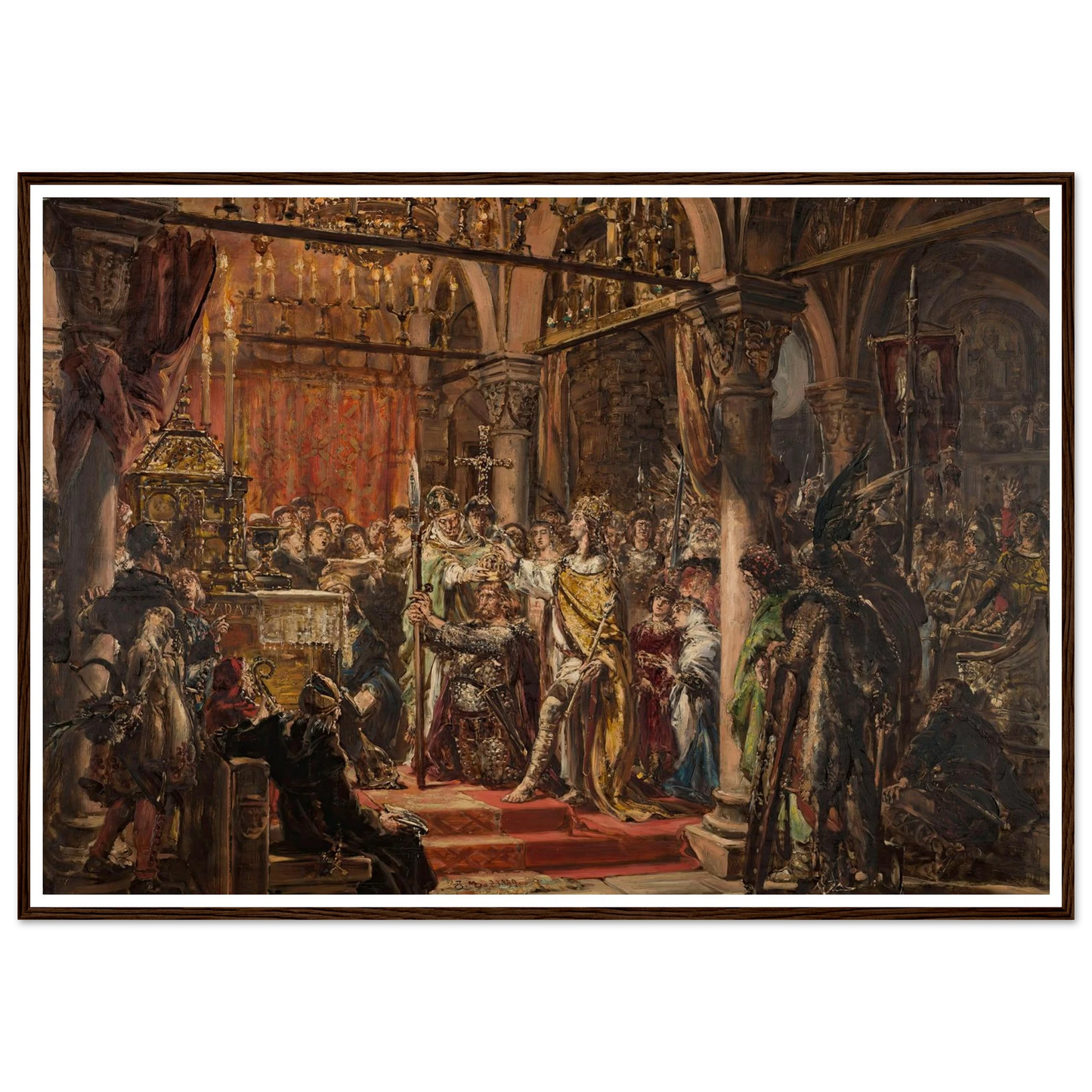 Coronation of the First King, 1001 AD, from the series “History of Civilization in Poland” (1889) Art Print | Jan Matejko - Framed Poster - 30x40 cm / 12x16″ - Black frame