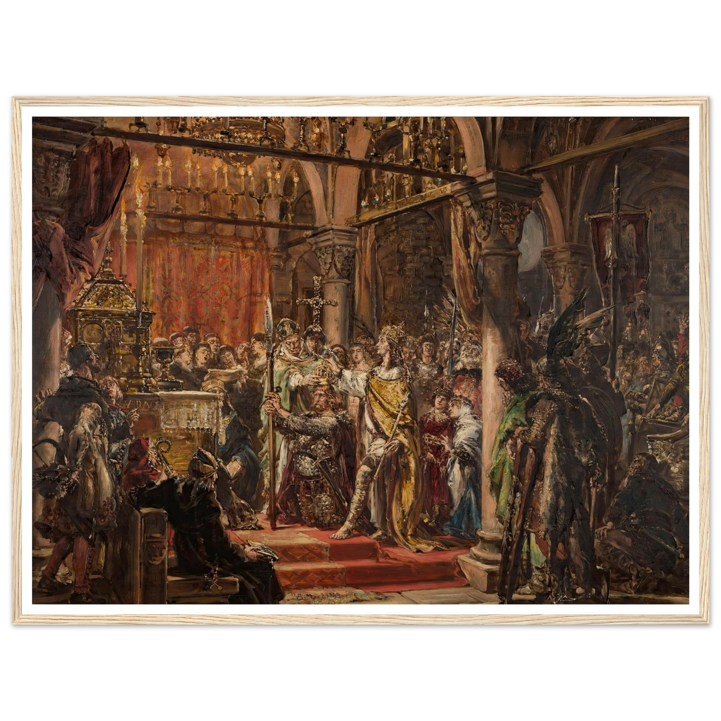 Coronation of the First King, 1001 AD, from the series “History of Civilization in Poland” (1889) Art Print | Jan Matejko - Framed Poster - 30x40 cm / 12x16″ - Black frame