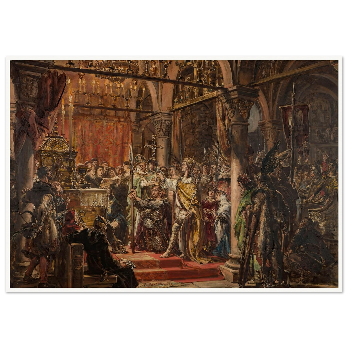 Coronation of the First King, 1001 AD, from the series “History of Civilization in Poland” (1889) Art Print | Jan Matejko - Framed Poster - 30x40 cm / 12x16″ - Black frame
