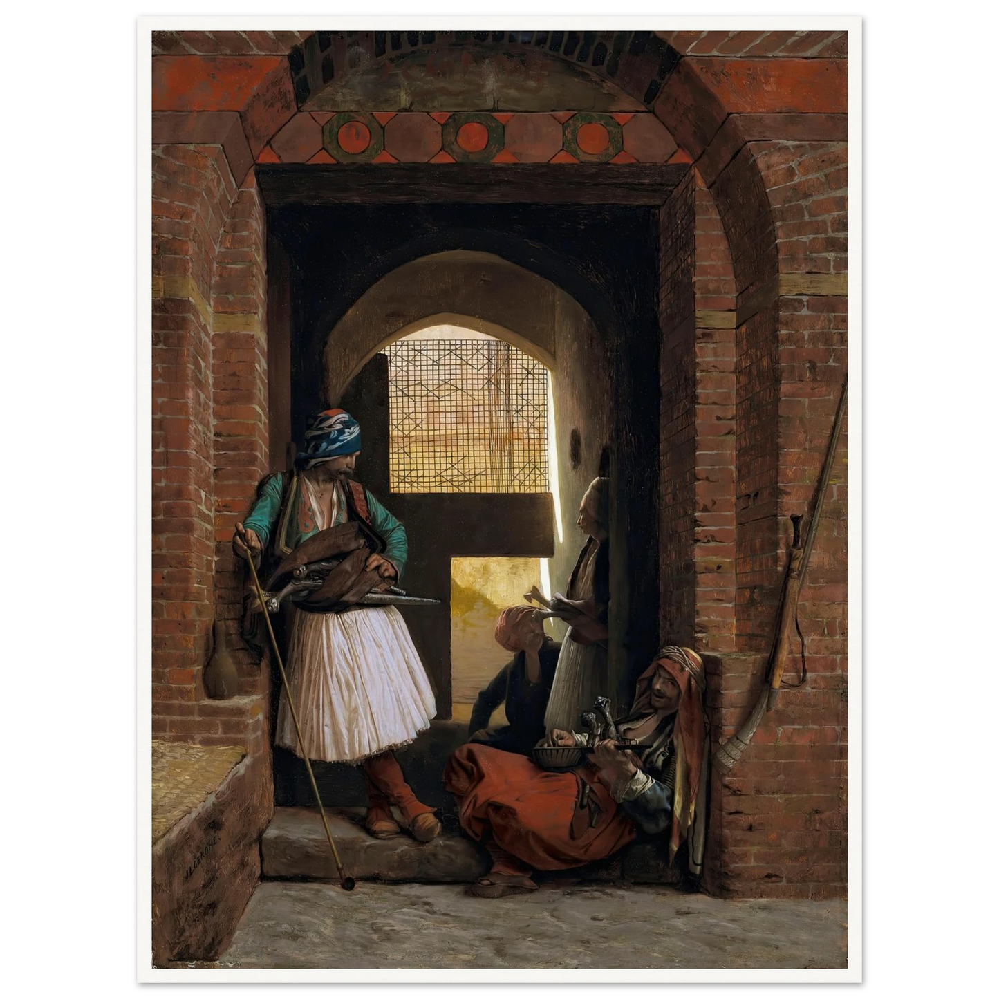 Corps de garde d’arnautes au Caire (1861.) Art Print | Jean Leon Gerome - Framed Poster - 30x40 cm / 12x16″ - Black frame