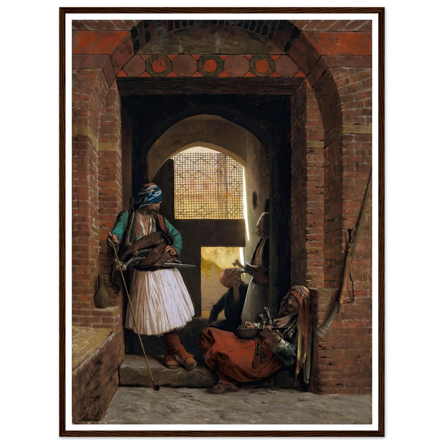 Corps de garde d’arnautes au Caire (1861.) Art Print | Jean Leon Gerome - Framed Poster - 30x40 cm / 12x16″ - Black frame