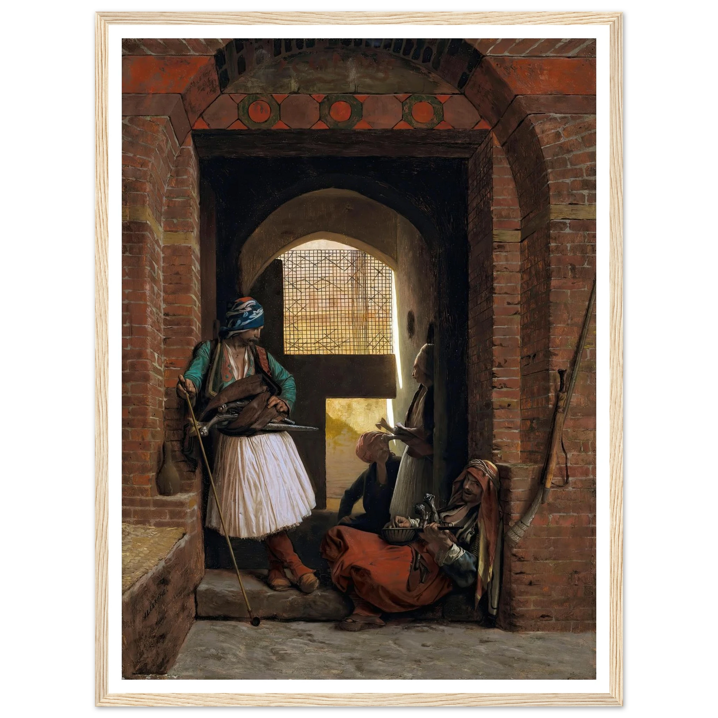 Corps de garde d’arnautes au Caire (1861.) Art Print | Jean Leon Gerome - Framed Poster - 30x40 cm / 12x16″ - Black frame
