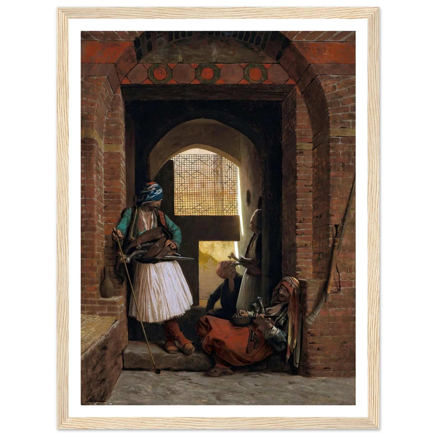 Corps de garde d’arnautes au Caire (1861.) Art Print | Jean Leon Gerome - Framed Poster - 30x40 cm / 12x16″ - Black frame