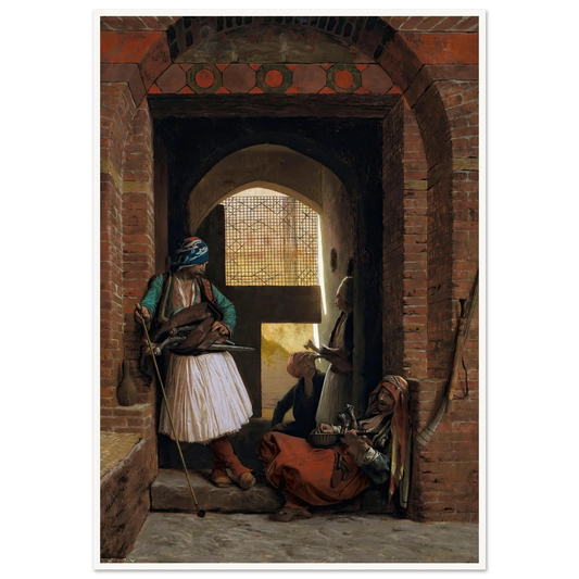 Corps de garde d’arnautes au Caire (1861.) Art Print | Jean Leon Gerome - Framed Poster - 30x40 cm / 12x16″ - Black frame