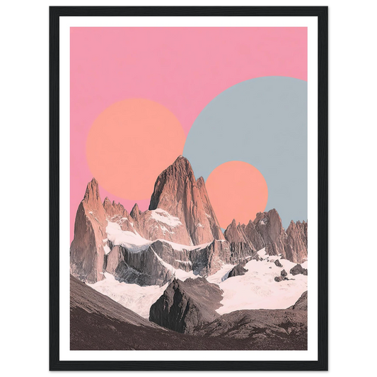 Cosmic Circles over Peaks - Framed Poster - 30x40 cm / 12x16″ - Black frame