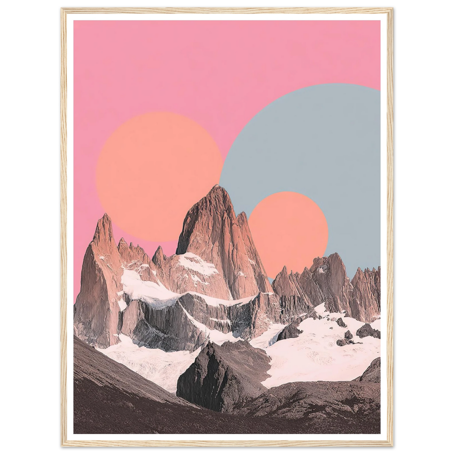 Cosmic Circles over Peaks - Framed Poster - 30x40 cm / 12x16″ - Black frame