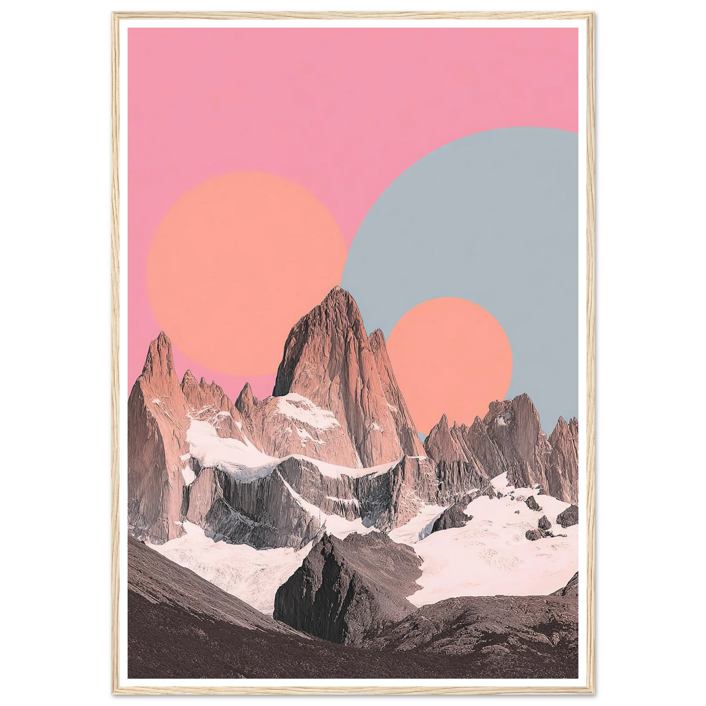 Cosmic Circles over Peaks - Framed Poster - 30x40 cm / 12x16″ - Black frame