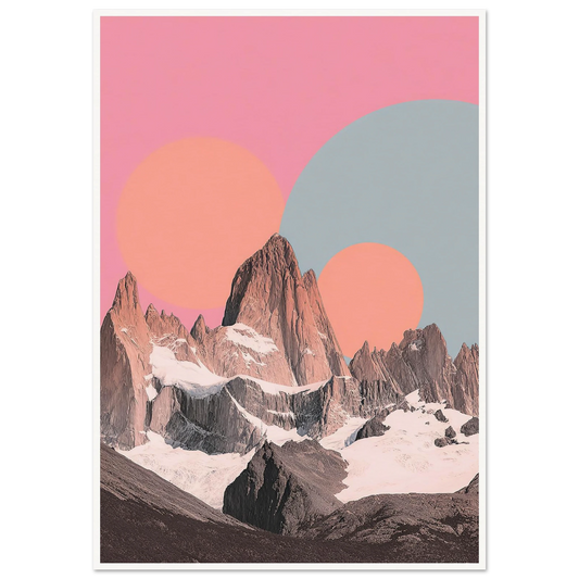 Cosmic Circles over Peaks - Framed Poster - 30x40 cm / 12x16″ - Black frame