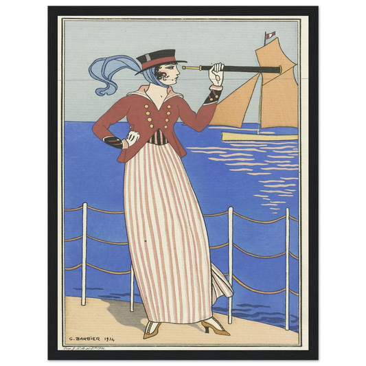 Costume de Yacht (1914) Art Print | George Barbier - Framed Poster - 30x40 cm / 12x16″ - Black frame