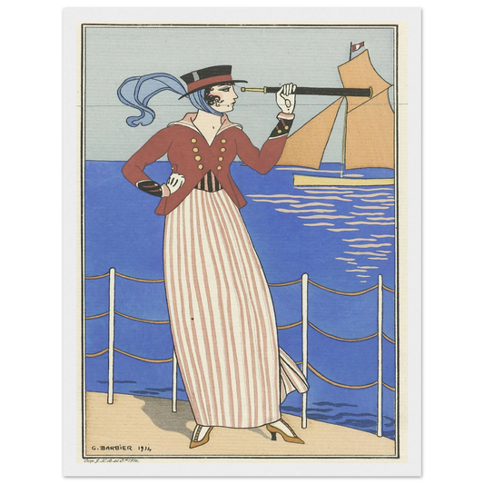 Costume de Yacht (1914) Art Print | George Barbier - Framed Poster - 30x40 cm / 12x16″ - Black frame