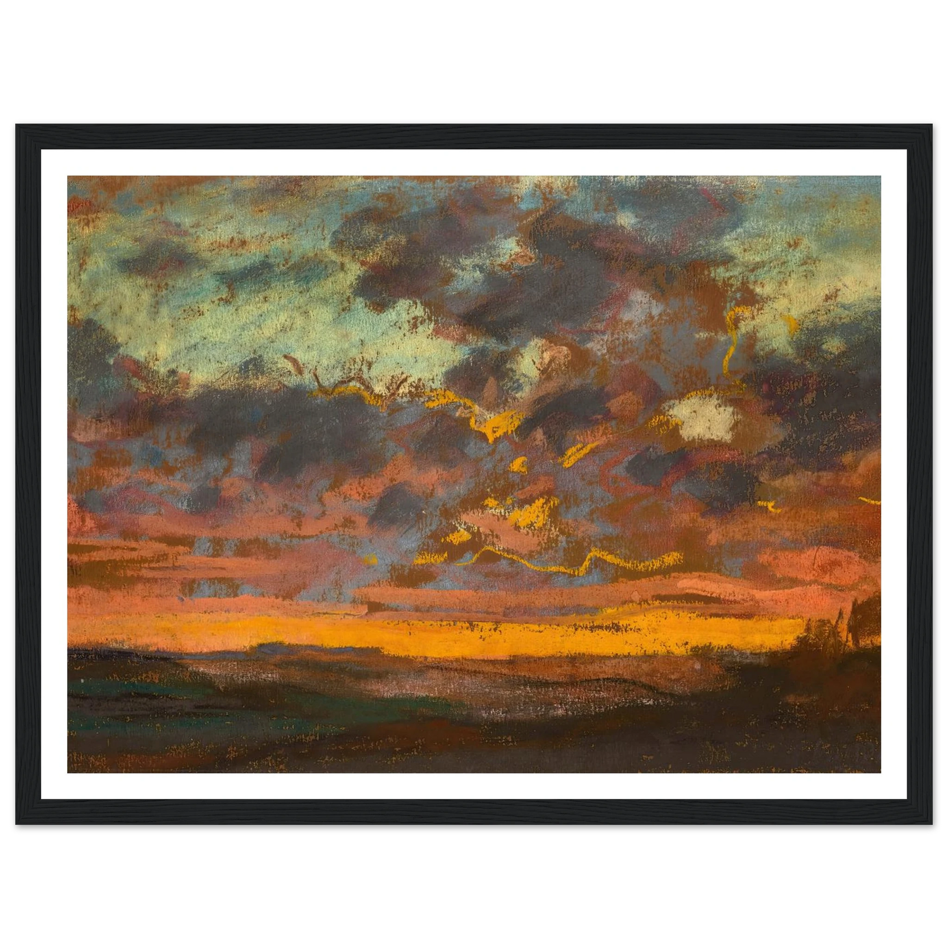 Coucher de soleil (circa 1868) Art Print | Claude Monet - Framed Poster - 30x40 cm / 12x16″ - Black frame