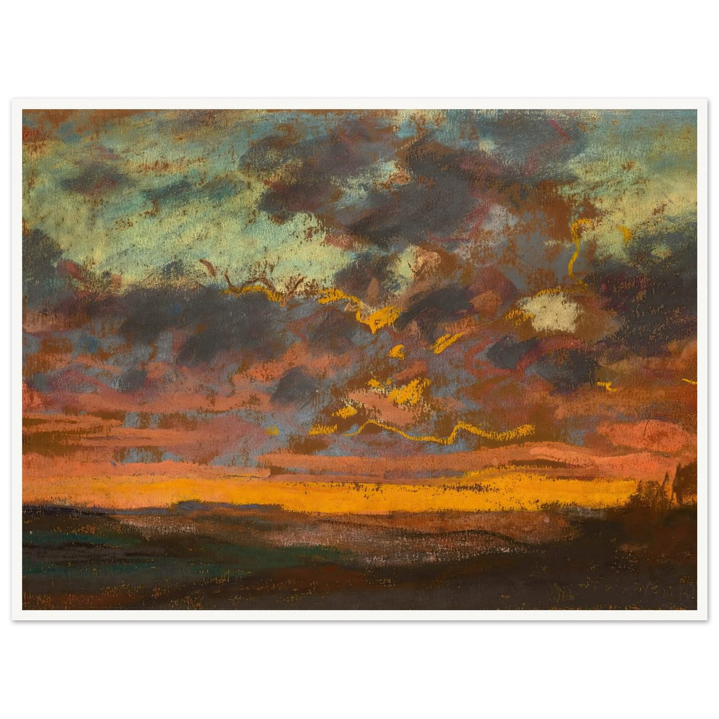 Coucher de soleil (circa 1868) Art Print | Claude Monet - Framed Poster - 30x40 cm / 12x16″ - Black frame