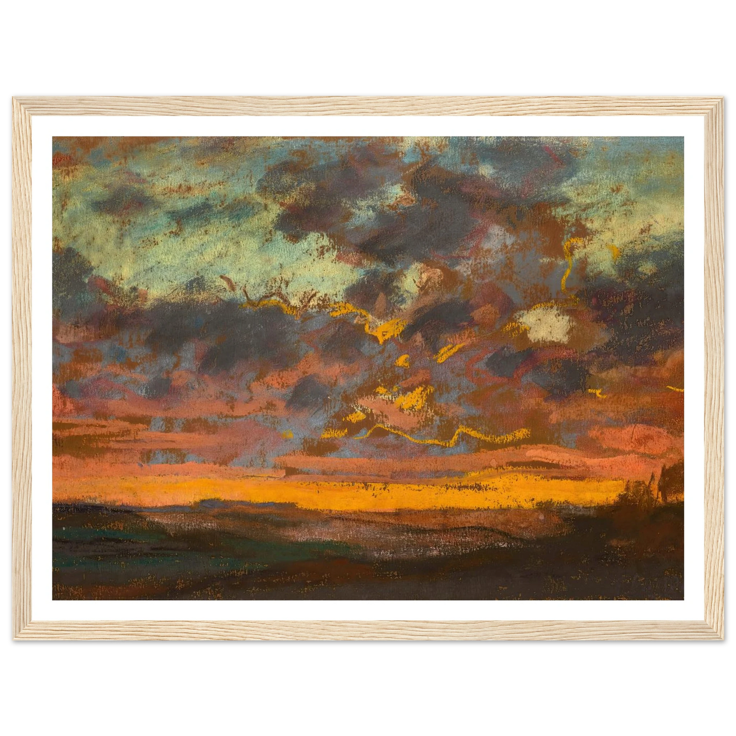Coucher de soleil (circa 1868) Art Print | Claude Monet - Framed Poster - 30x40 cm / 12x16″ - Black frame