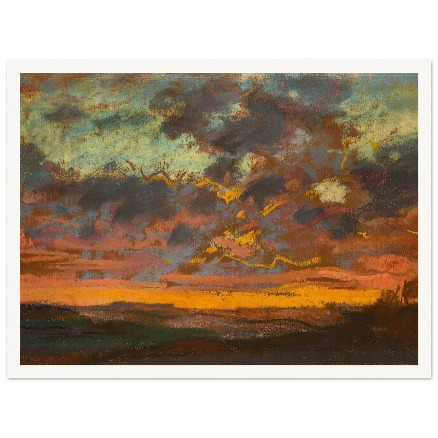 Coucher de soleil (circa 1868) Art Print | Claude Monet - Framed Poster - 30x40 cm / 12x16″ - Black frame