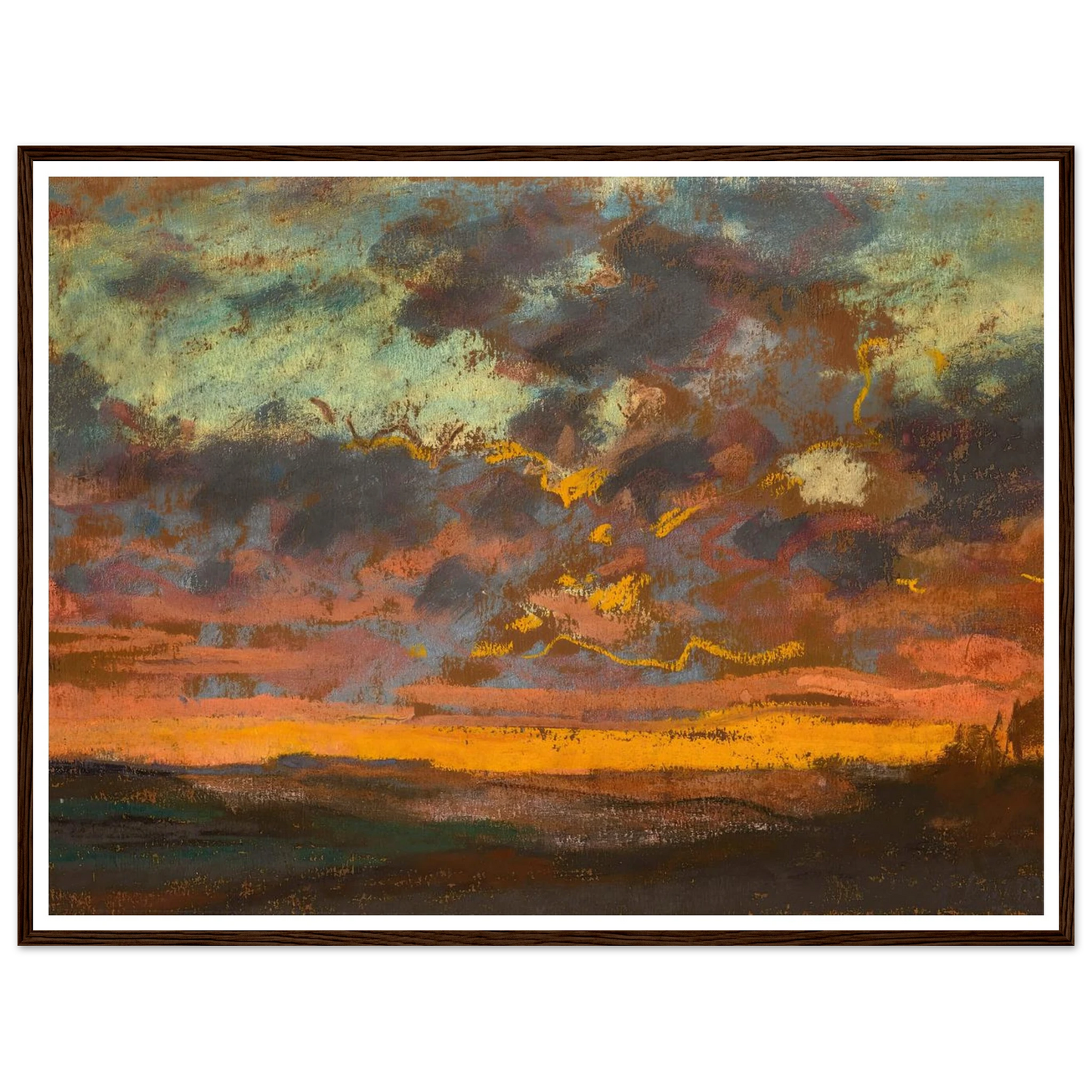 Coucher de soleil (circa 1868) Art Print | Claude Monet - Framed Poster - 30x40 cm / 12x16″ - Black frame