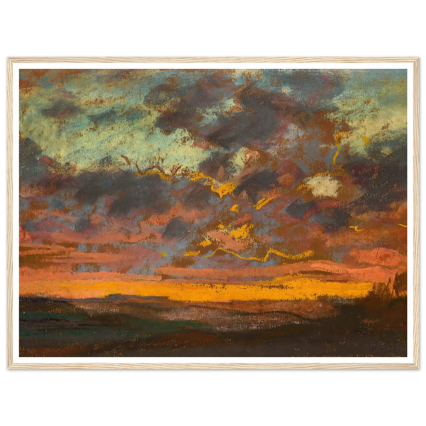 Coucher de soleil (circa 1868) Art Print | Claude Monet - Framed Poster - 30x40 cm / 12x16″ - Black frame