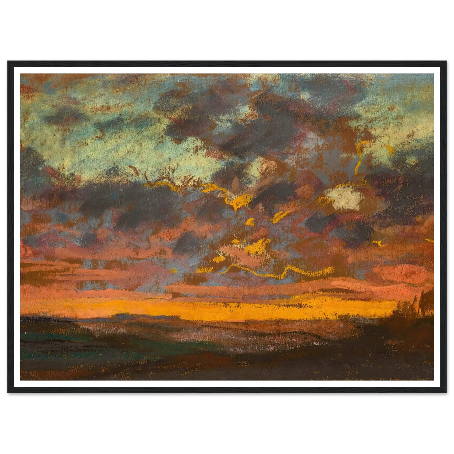 Coucher de soleil (circa 1868) Art Print | Claude Monet - Framed Poster - 30x40 cm / 12x16″ - Black frame