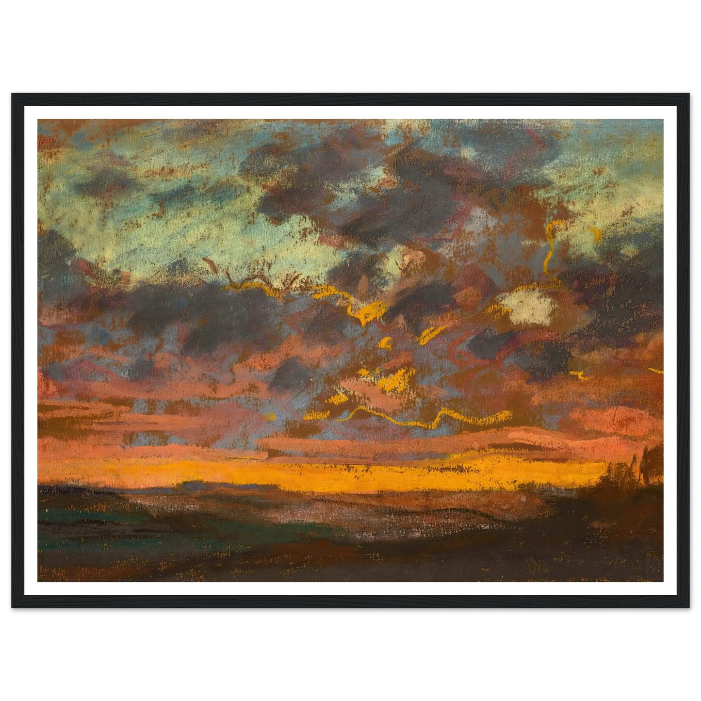 Coucher de soleil (circa 1868) Art Print | Claude Monet - Framed Poster - 30x40 cm / 12x16″ - Black frame