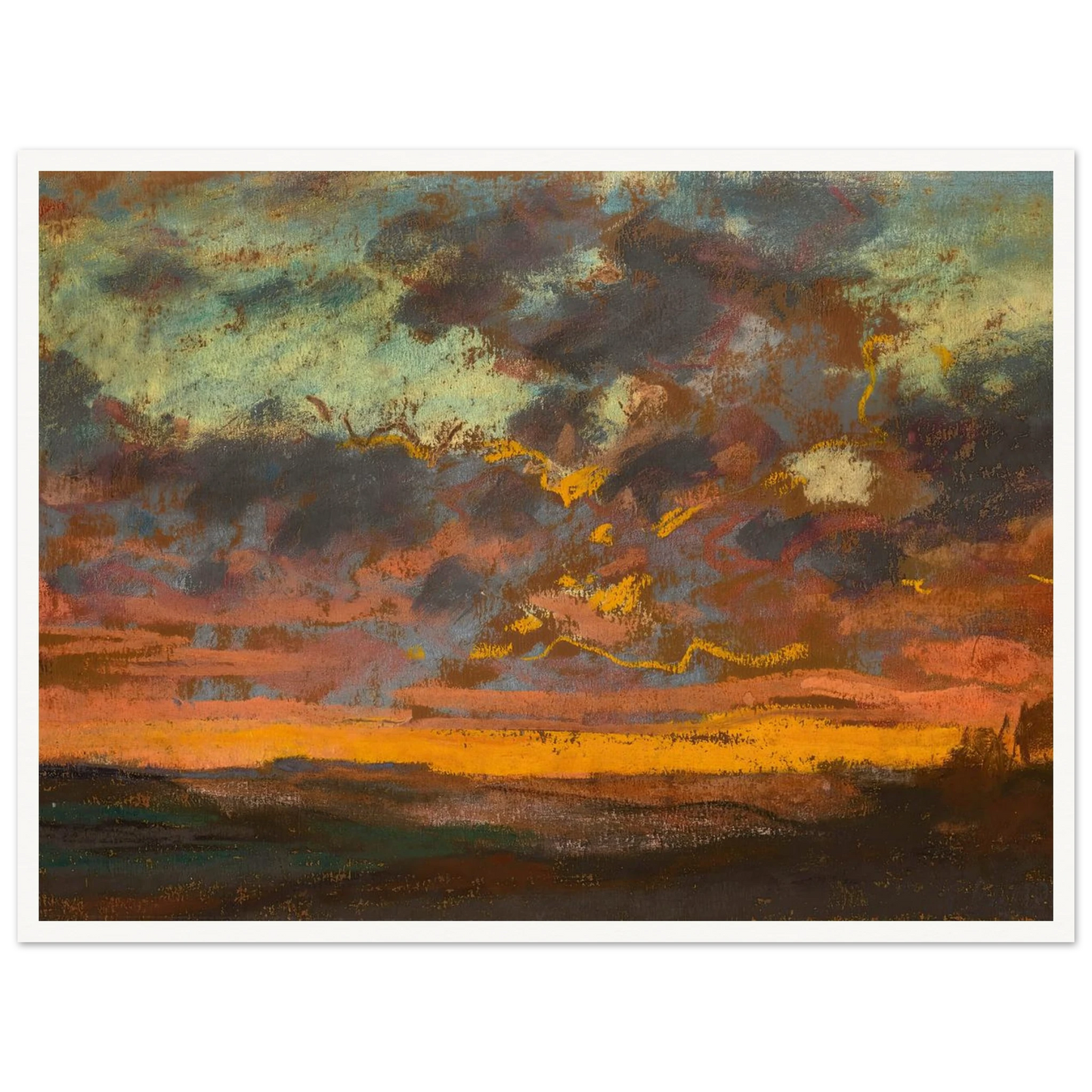 Coucher de soleil (circa 1868) Art Print | Claude Monet - Framed Poster - 30x40 cm / 12x16″ - Black frame