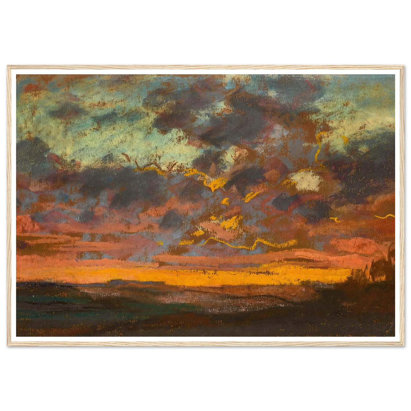 Coucher de soleil (circa 1868) Art Print | Claude Monet - Framed Poster - 30x40 cm / 12x16″ - Black frame