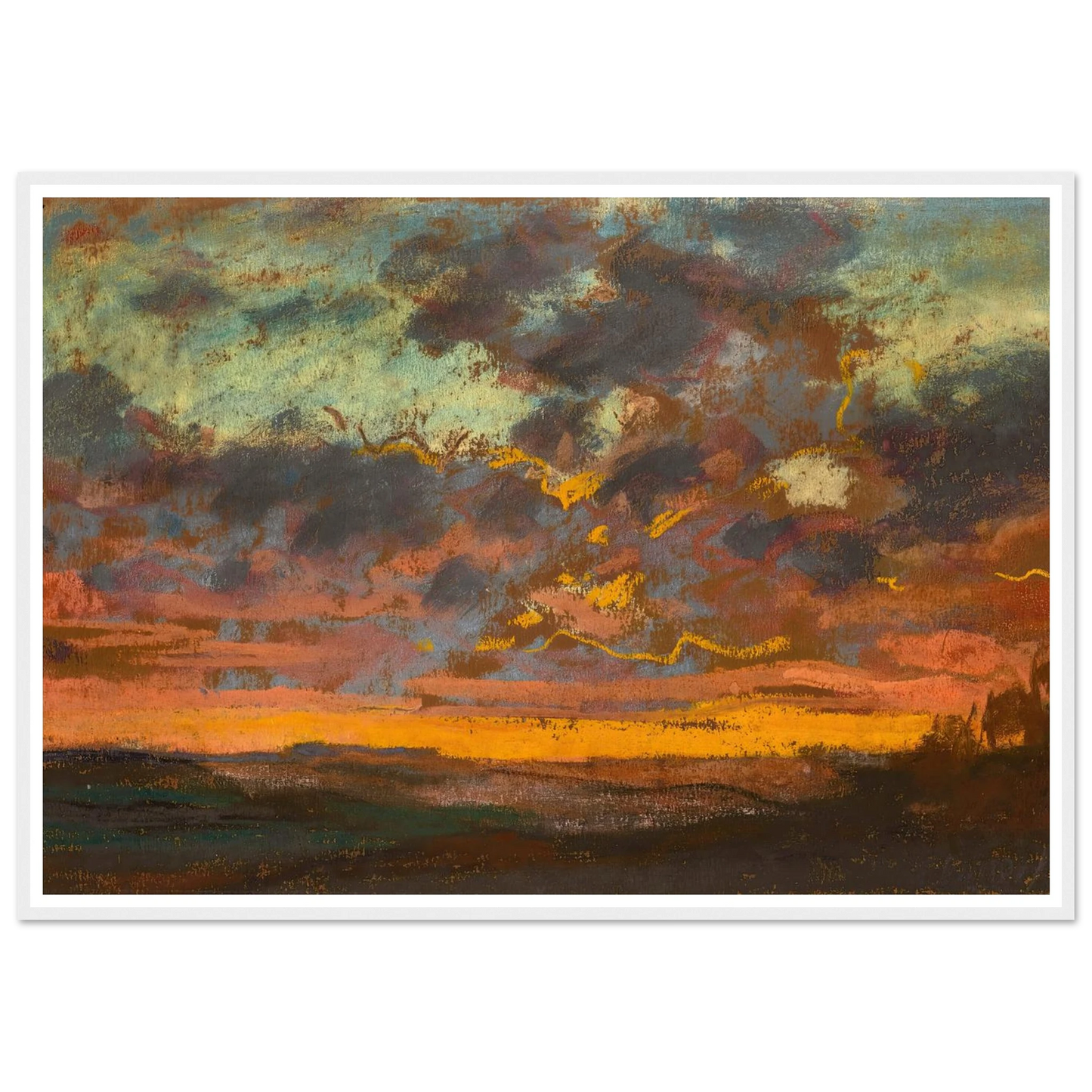 Coucher de soleil (circa 1868) Art Print | Claude Monet - Framed Poster - 30x40 cm / 12x16″ - Black frame