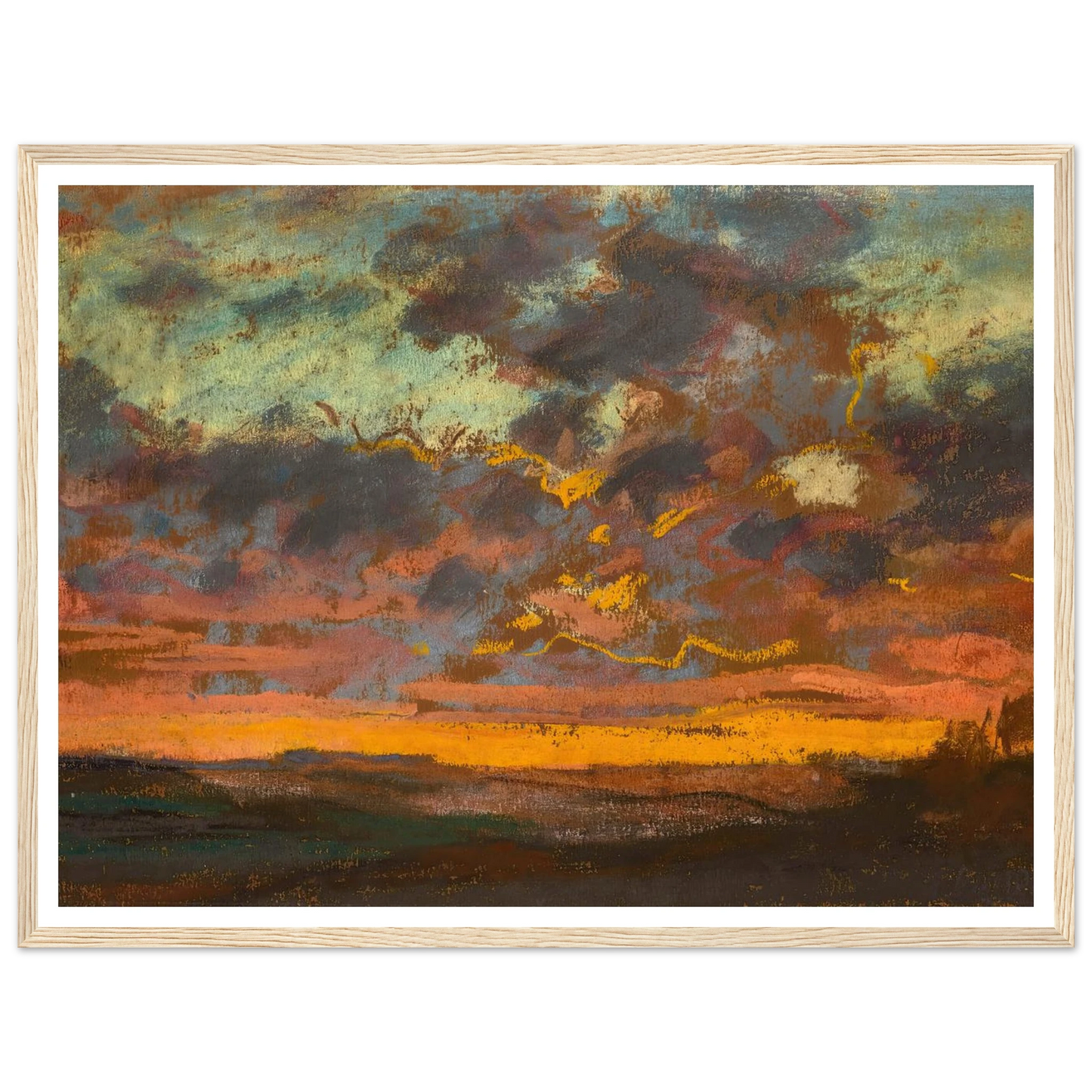 Coucher de soleil (circa 1868) Art Print | Claude Monet - Framed Poster - 30x40 cm / 12x16″ - Black frame