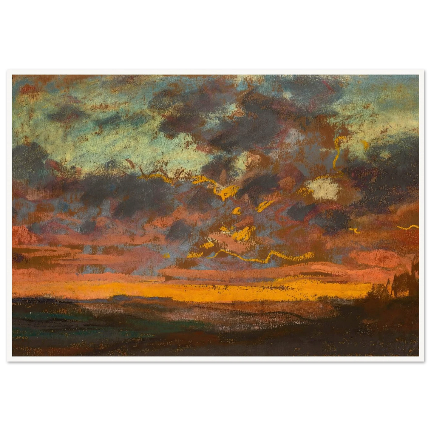 Coucher de soleil (circa 1868) Art Print | Claude Monet - Framed Poster - 30x40 cm / 12x16″ - Black frame