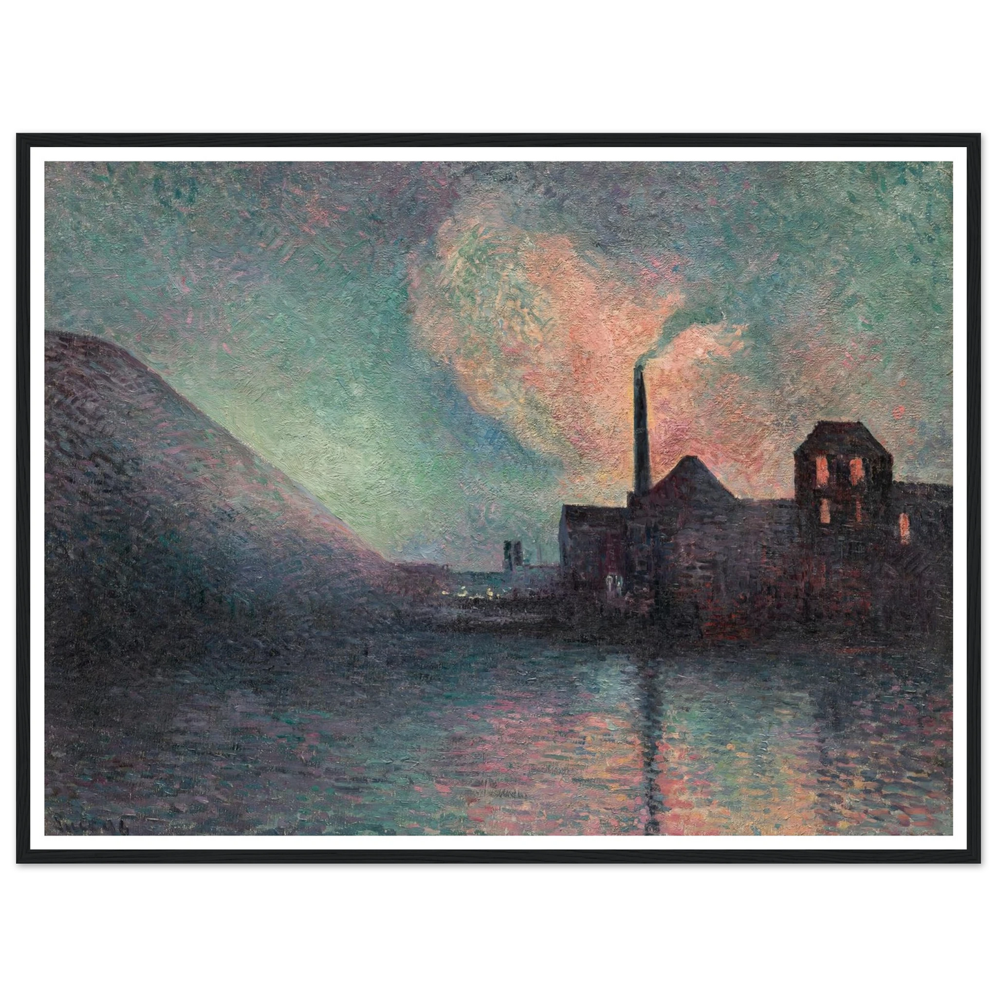 Couillet, La Nuit (1896) Art Print | Maximilien Luce - Framed Poster - 30x40 cm / 12x16″ - Black frame