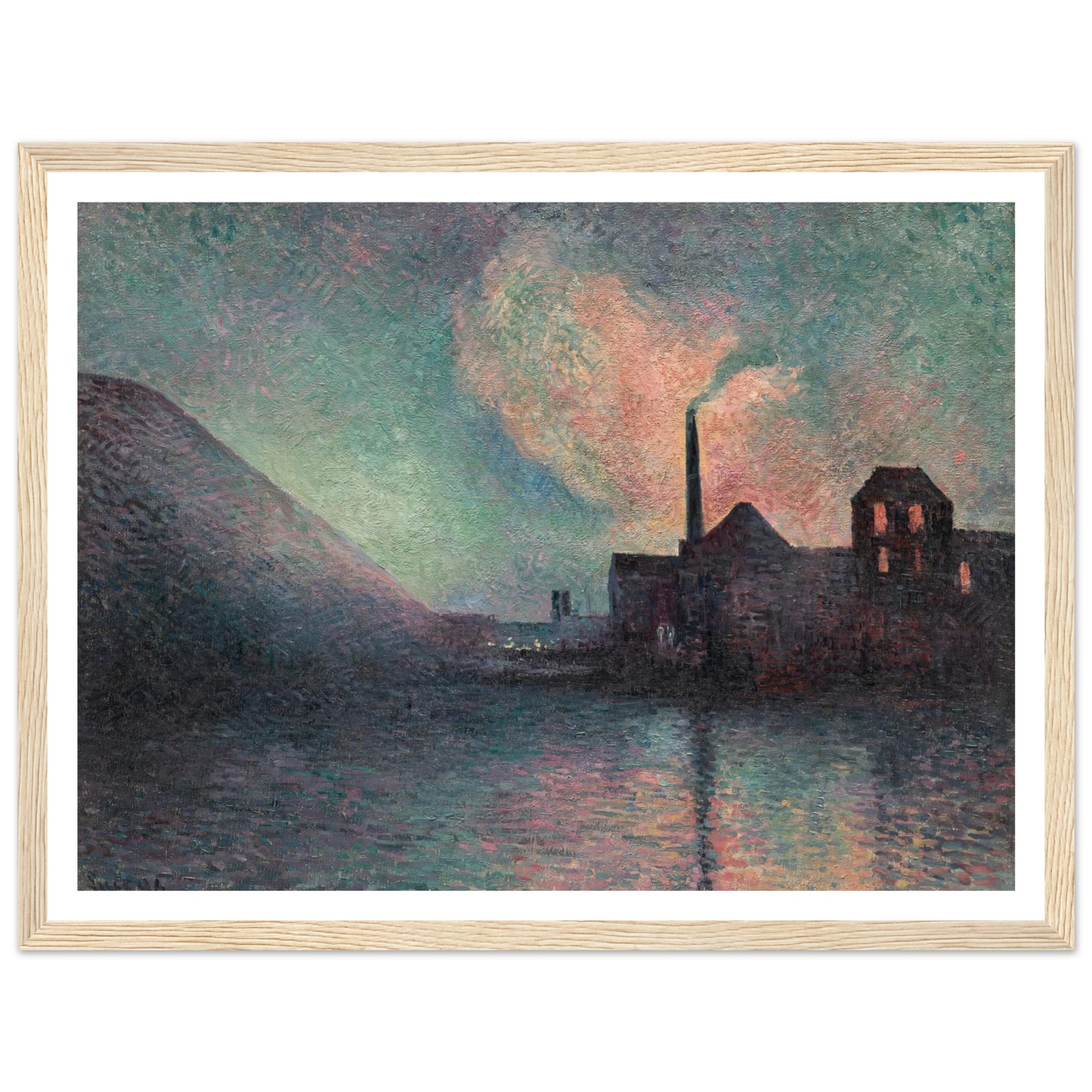 Couillet, La Nuit (1896) Art Print | Maximilien Luce - Framed Poster - 30x40 cm / 12x16″ - Black frame