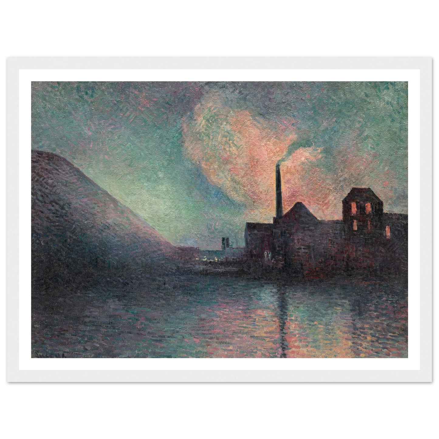 Couillet, La Nuit (1896) Art Print | Maximilien Luce - Framed Poster - 30x40 cm / 12x16″ - Black frame