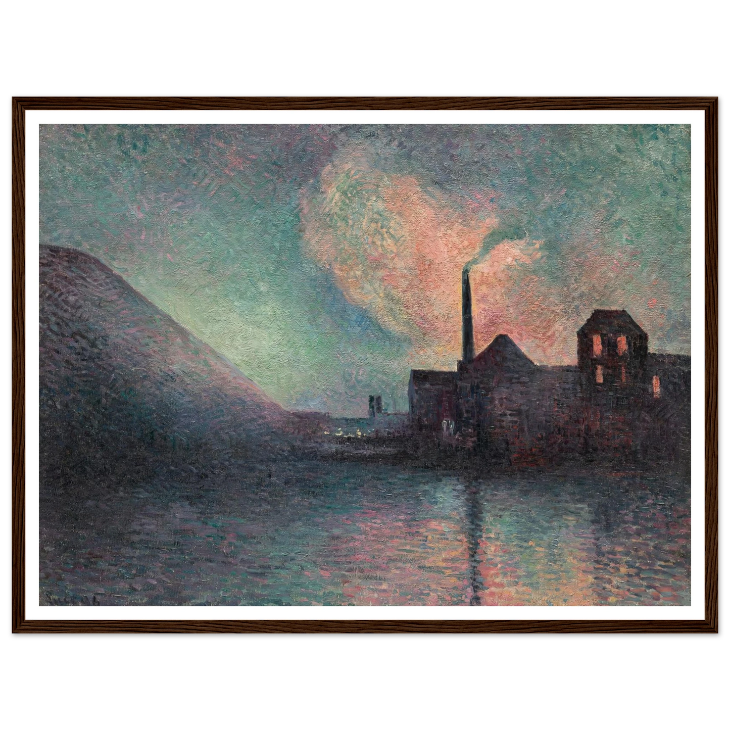 Couillet, La Nuit (1896) Art Print | Maximilien Luce - Framed Poster - 30x40 cm / 12x16″ - Black frame